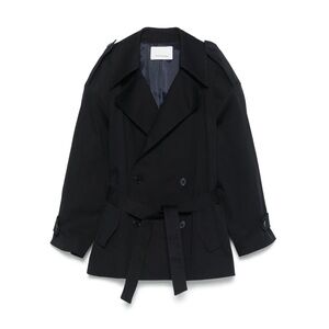 the frankie shop zurich oversized shirt trench coat in dark navy